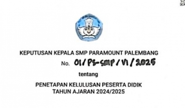 Informasi Pengumuman Kelulusan SMP Paramount